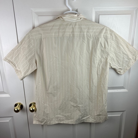 Men's J W Anderson Uniqlo Striped Button Front Shirt Ivory White Size M - Picture 2 of 5